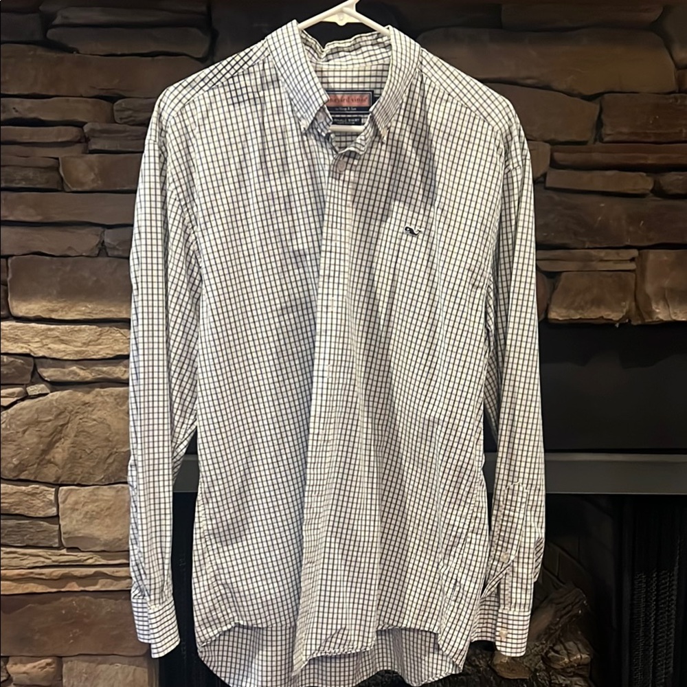 Vineyard Vines Whale Checkered Shirt - Blue and White